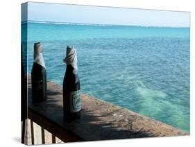 Two Local Beers on Ledge at Popular Bar, Palapa Bar, San Pedro-null-Stretched Canvas
