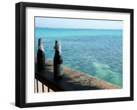 Two Local Beers on Ledge at Popular Bar, Palapa Bar, San Pedro-null-Framed Premium Photographic Print