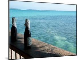 Two Local Beers on Ledge at Popular Bar, Palapa Bar, San Pedro-null-Mounted Premium Photographic Print