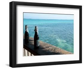 Two Local Beers on Ledge at Popular Bar, Palapa Bar, San Pedro-null-Framed Photographic Print