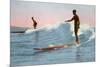 Two Long Board Surfers-null-Mounted Premium Giclee Print