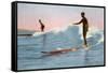 Two Long Board Surfers-null-Framed Stretched Canvas