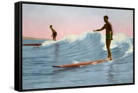 Two Long Board Surfers-null-Framed Stretched Canvas