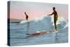 Two Long Board Surfers-null-Stretched Canvas