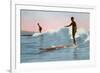 Two Long Board Surfers-null-Framed Art Print