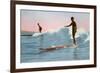 Two Long Board Surfers-null-Framed Art Print