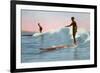 Two Long Board Surfers-null-Framed Art Print