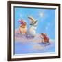 Two Lop Eared Bunnies Mouse and Two Bunnies in Clouds II-Judy Mastrangelo-Framed Giclee Print