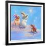 Two Lop Eared Bunnies Mouse and Two Bunnies in Clouds II-Judy Mastrangelo-Framed Giclee Print