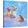 Two Lop Eared Bunnies Mouse and Two Bunnies in Clouds II-Judy Mastrangelo-Stretched Canvas