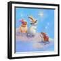 Two Lop Eared Bunnies Mouse and Two Bunnies in Clouds II-Judy Mastrangelo-Framed Giclee Print