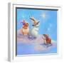 Two Lop Eared Bunnies Mouse and Two Bunnies in Clouds II-Judy Mastrangelo-Framed Giclee Print