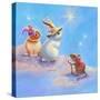 Two Lop Eared Bunnies Mouse and Two Bunnies in Clouds II-Judy Mastrangelo-Stretched Canvas