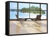 Two Lounge Chairs Against Huge Window with Seascape View-PlusONE-Framed Stretched Canvas