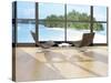 Two Lounge Chairs Against Huge Window with Seascape View-PlusONE-Stretched Canvas