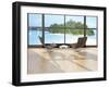 Two Lounge Chairs Against Huge Window with Seascape View-PlusONE-Framed Photographic Print