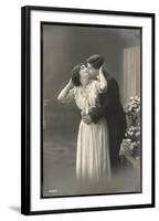 Two Lovers Embrace and Kiss-null-Framed Photographic Print