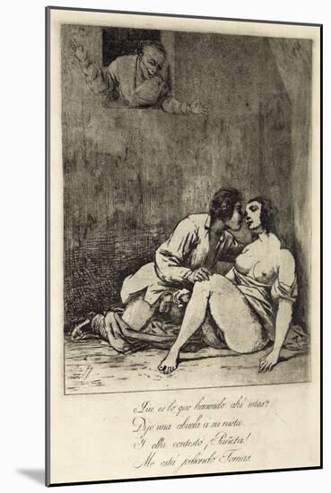 Two Lovers in a Courtyard, 1880's-Francisco de Goya-Mounted Giclee Print