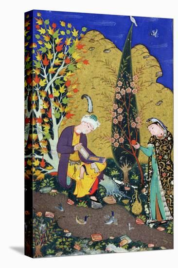 Two Lovers in a Flowering Orchard, circa 1540-50-null-Stretched Canvas