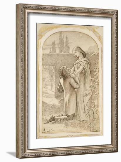 Two Lovers in a Starlit Garden, 1862 (Pen and Dark Brown Ink on Laid Paper)-Sir Joseph Noel Paton-Framed Giclee Print