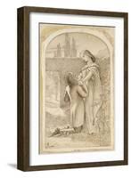 Two Lovers in a Starlit Garden, 1862 (Pen and Dark Brown Ink on Laid Paper)-Sir Joseph Noel Paton-Framed Giclee Print