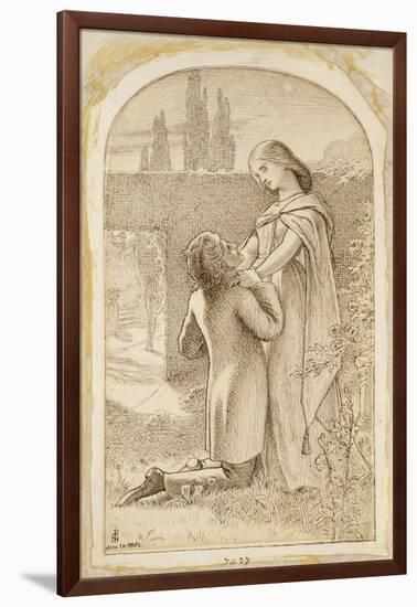 Two Lovers in a Starlit Garden, 1862 (Pen and Dark Brown Ink on Laid Paper)-Sir Joseph Noel Paton-Framed Giclee Print