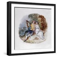 Two Lovers on a Bank with a Harp', 19th century-Henry Courtney Selous-Framed Giclee Print