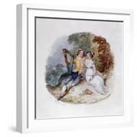 Two Lovers on a Bank with a Harp', 19th century-Henry Courtney Selous-Framed Giclee Print