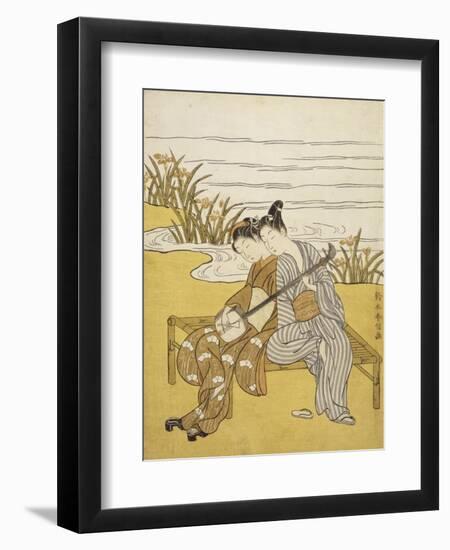 Two Lovers Playing a Shamisen-Suzuki Harunobu-Framed Premium Giclee Print