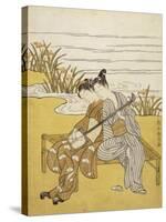 Two Lovers Playing a Shamisen-Suzuki Harunobu-Stretched Canvas