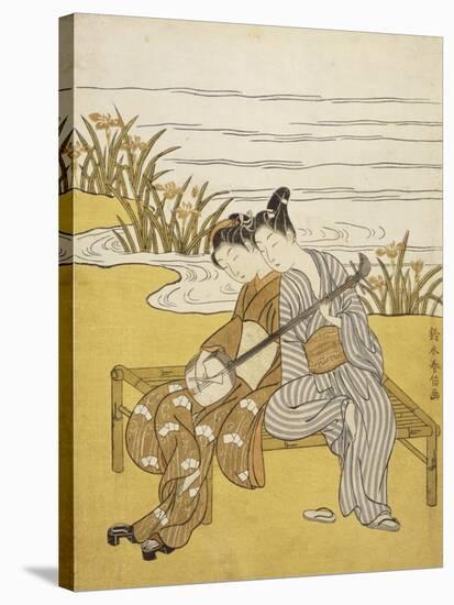 Two Lovers Playing a Shamisen-Suzuki Harunobu-Stretched Canvas