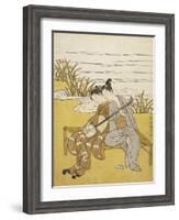 Two Lovers Playing a Shamisen-Suzuki Harunobu-Framed Giclee Print