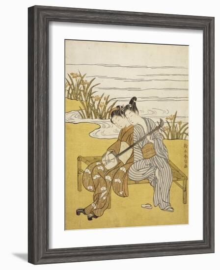 Two Lovers Playing a Shamisen-Suzuki Harunobu-Framed Giclee Print