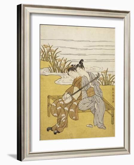 Two Lovers Playing a Shamisen-Suzuki Harunobu-Framed Giclee Print