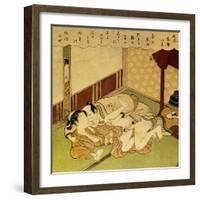 Two Lovers (Shunga - Erotic Woodblock Prin), C. 1750-Suzuki Harunobu-Framed Giclee Print