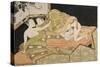 Two Lovers with Night Background-Isoda Koryusai-Stretched Canvas