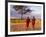 Two Maasai Morans Walking with Spears at Sunset, Amboseli National Park, Kenya-Alison Jones-Framed Photographic Print