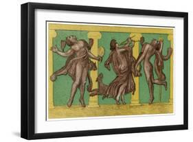 Two Male Dancers More or Less Naked Dance to the Sound of Pipes Played by a Third Exciting the Dog-Edouard Leon-Framed Art Print