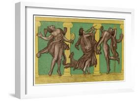 Two Male Dancers More or Less Naked Dance to the Sound of Pipes Played by a Third Exciting the Dog-Edouard Leon-Framed Art Print
