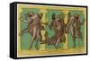 Two Male Dancers More or Less Naked Dance to the Sound of Pipes Played by a Third Exciting the Dog-Edouard Leon-Framed Stretched Canvas