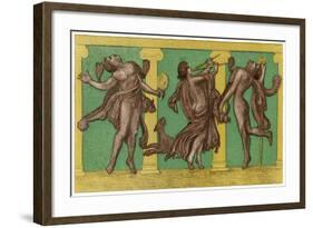 Two Male Dancers More or Less Naked Dance to the Sound of Pipes Played by a Third Exciting the Dog-Edouard Leon-Framed Art Print