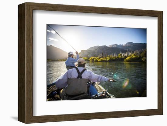 Two Male Fly Fishermen Bombing Streamers on the Rio Grande, Argentina-Matt Jones-Framed Photographic Print