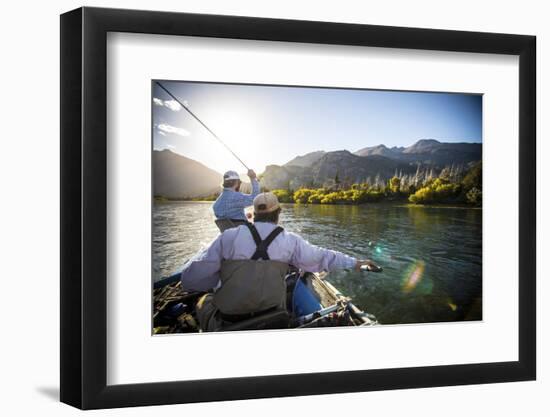 Two Male Fly Fishermen Bombing Streamers on the Rio Grande, Argentina-Matt Jones-Framed Photographic Print