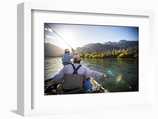 Two Male Fly Fishermen Bombing Streamers on the Rio Grande, Argentina-Matt Jones-Framed Photographic Print