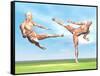 Two Male Musculatures Fighting Martial Arts-null-Framed Stretched Canvas