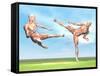 Two Male Musculatures Fighting Martial Arts-null-Framed Stretched Canvas