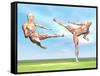 Two Male Musculatures Fighting Martial Arts-null-Framed Stretched Canvas