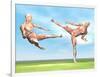 Two Male Musculatures Fighting Martial Arts-null-Framed Art Print