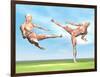 Two Male Musculatures Fighting Martial Arts-null-Framed Art Print