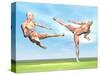 Two Male Musculatures Fighting Martial Arts-null-Stretched Canvas